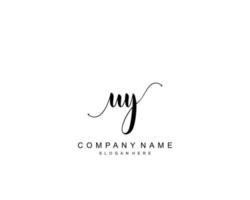 Initial UY beauty monogram and elegant logo design, handwriting logo of initial signature, wedding, fashion, floral and botanical with creative template. vector