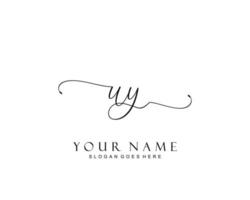 Initial UY beauty monogram and elegant logo design, handwriting logo of initial signature, wedding, fashion, floral and botanical with creative template. vector