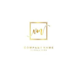 Initial VM beauty monogram and elegant logo design, handwriting logo of initial signature, wedding, fashion, floral and botanical with creative template. vector