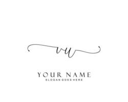 Initial VU beauty monogram and elegant logo design, handwriting logo of initial signature, wedding, fashion, floral and botanical with creative template. vector