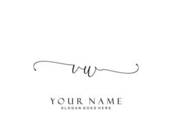 Initial VW beauty monogram and elegant logo design, handwriting logo of initial signature, wedding, fashion, floral and botanical with creative template. vector