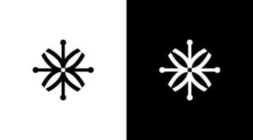 snowflakes technology logo monogram black and white icon illustration style Designs templates vector