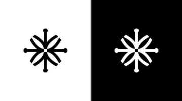 copos de nieve tecnología logo monograma blanco y negro icono ilustración estilo diseños plantillas vector