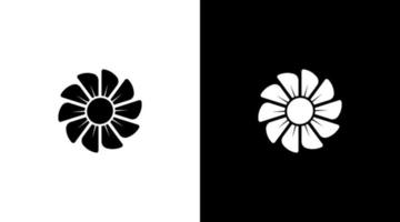 plantilla de diseño de estilo de ilustración de icono blanco y negro de monograma de logotipo de girasol vector