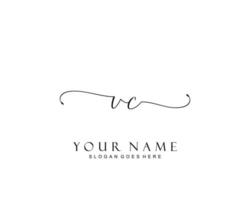 Initial VC beauty monogram and elegant logo design, handwriting logo of initial signature, wedding, fashion, floral and botanical with creative template. vector