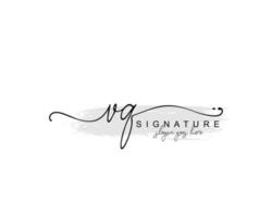 Initial VQ beauty monogram and elegant logo design, handwriting logo of initial signature, wedding, fashion, floral and botanical with creative template. vector