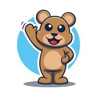 lindo oso de peluche agitando la mano ilustración de dibujos animados vector