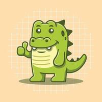 Cute crocodile character with thumbs up pose vector