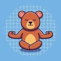 lindo oso haciendo yoga dibujos animados vector ilustración