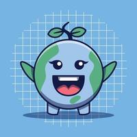 Cute earth character with happy expression cartoon vector illustration.