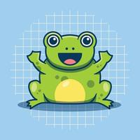 Cute frog character with happy expression cartoon icon illustration vector