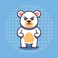 Cute polar bear character with angry face cartoon illustration