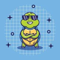 personaje de tortuga con gafas de sol vector