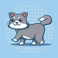 Cute cat character walking vector illustration