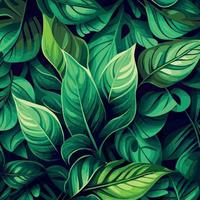 Texture of green leaves, green background pattern - Vector