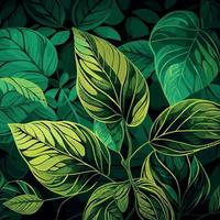 Texture of green leaves, green background pattern - Vector