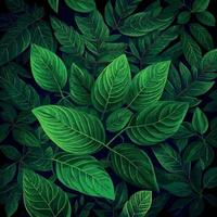 Texture of green leaves, green background pattern - Vector