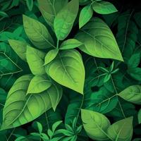 Texture of green leaves, green background pattern - Vector