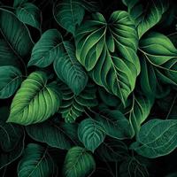 Texture of green leaves, green background pattern - Vector