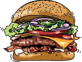 hamburguesa aislada en el diseño vectorial de fondo blanco vector