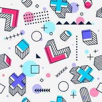 Abstract Memphis Geometric Seamless Pattern vector