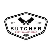 butcher logo vector with slogan template