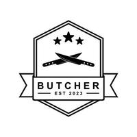 butcher logo vector with slogan template