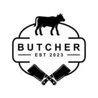 butcher logo vector with slogan template