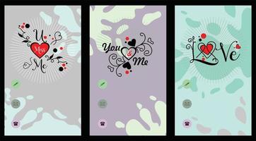 Card invitations. Valentines day. Love invitations. vector