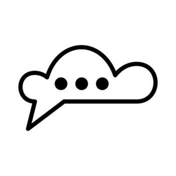 línea de icono de mensaje de nube aislada sobre fondo blanco. icono negro plano y delgado en el estilo de contorno moderno. símbolo lineal y trazo editable. ilustración de vector de trazo simple y perfecto de píxeles