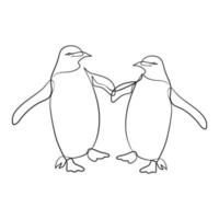 Penguin continuous one line art drawing vector