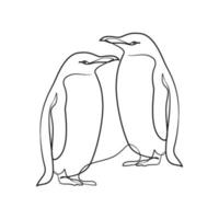Penguin continuous one line art drawing vector
