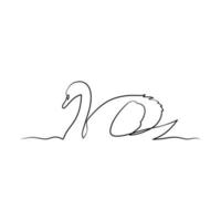 Swan continuous one line art drawing vector