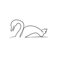 Swan continuous one line art drawing vector