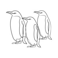 Penguin continuous one line art drawing vector