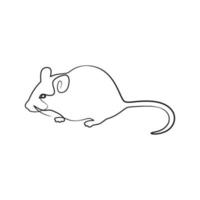 Rat mouse continuous one line drawing vector