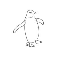 Penguin continuous one line art drawing vector