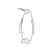 Penguin continuous one line art drawing vector