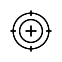 línea de icono de alcance de rifle aislada sobre fondo blanco. icono negro plano y delgado en el estilo de contorno moderno. símbolo lineal y trazo editable. ilustración de vector de trazo simple y perfecto de píxeles