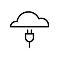 Charged data cloud icon line isolated on white background. Black flat thin icon on modern outline style. Linear symbol and editable stroke. Simple and pixel perfect stroke vector illustration