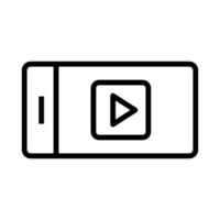 Video on phone icon line isolated on white background. Black flat thin icon on modern outline style. Linear symbol and editable stroke. Simple and pixel perfect stroke vector illustration