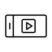 video en línea de icono de teléfono aislado sobre fondo blanco. icono negro plano y delgado en el estilo de contorno moderno. símbolo lineal y trazo editable. ilustración de vector de trazo simple y perfecto de píxeles