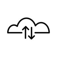 Cloud backup icon line isolated on white background. Black flat thin icon on modern outline style. Linear symbol and editable stroke. Simple and pixel perfect stroke vector illustration