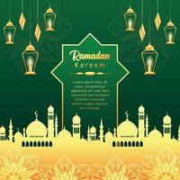 tarjeta de felicitación ramadan kareem con antecedentes islámicos vector