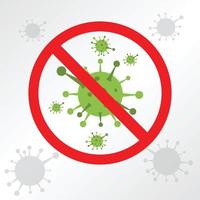 Coronavirus Background with Red Prohibit Sign, 2019-nCoV Novel Coronavirus Bacteria.No Infection and Stop Coronavirus Concepts. Dangerous Coronavirus Cell in China, Wuhan. Isolated Vector Icon