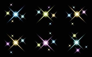conjunto de efectos de luz de resplandor brillante de estrella deslumbrante vector