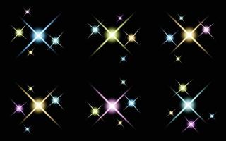 Glare star sparkling Glow Light Effect Set vector