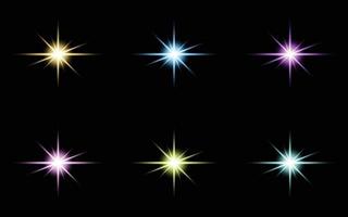 Glare star sparkling Glow Light Effect Set vector
