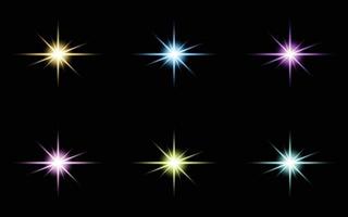 Glare star sparkling Glow Light Effect Set vector