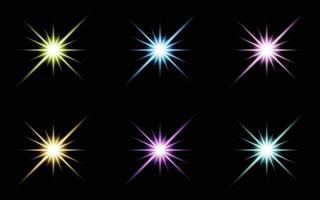 Glare star sparkling Glow Light Effect Set vector